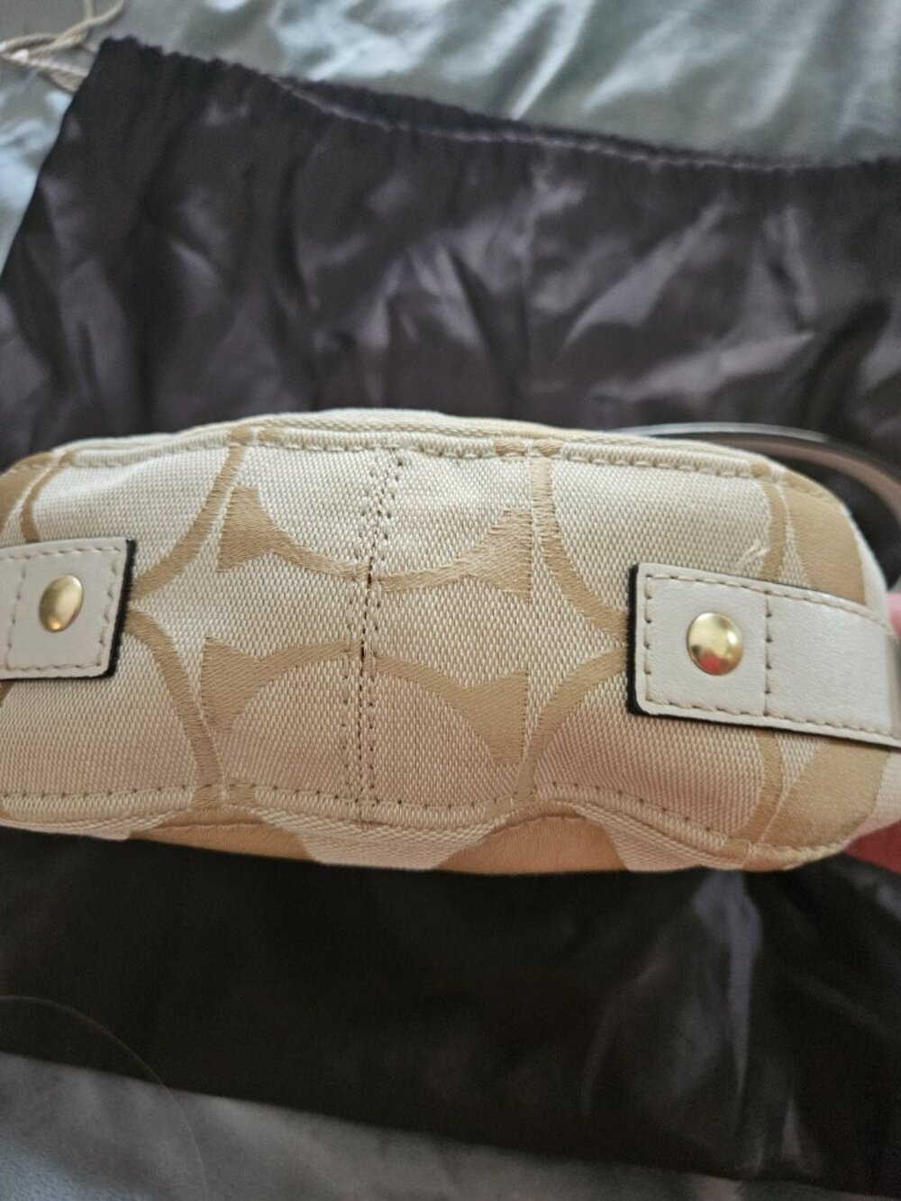 Authentic Coach Signature Optic Mini Shoulder Bag #41355 Ivory/Chalk Jacquard - Picture 3 of 6